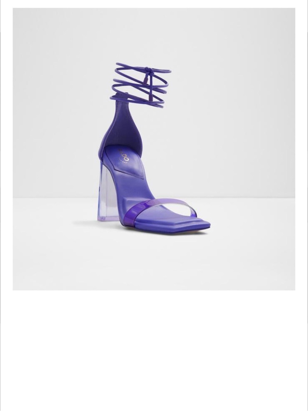 Aldo Purple Lace-Up Clear Block Heel Sandal